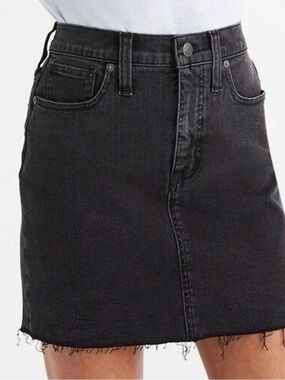 Madewell Black Washed Denim Skirt with Raw Hem - Size 27